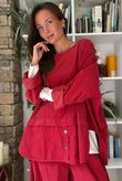 Bateau Needlecord Lazy Layer Top Morello